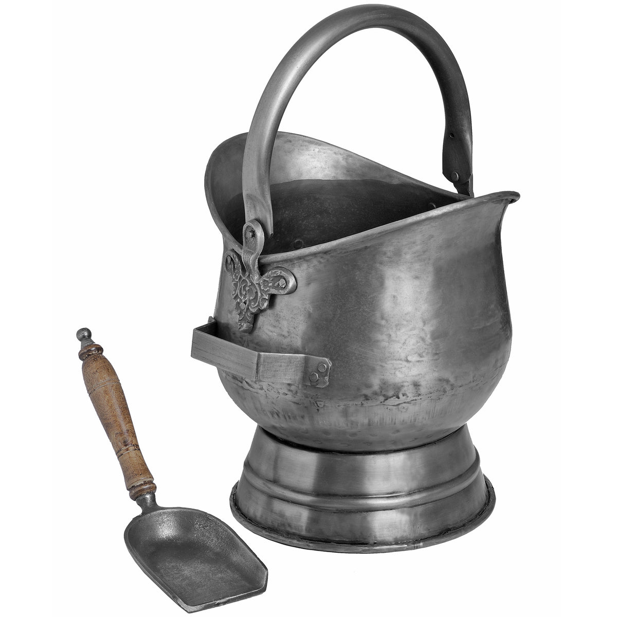 Antique Pewter Coal Bucket With Shovel - view 3