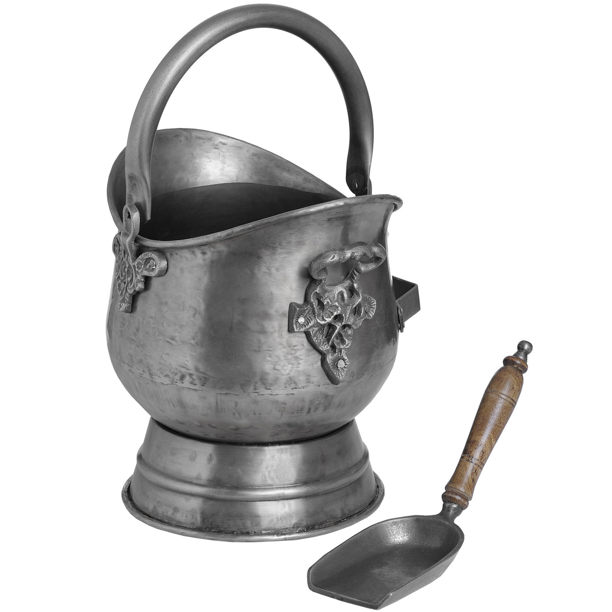 Antique Pewter Coal Bucket With Shovel - view 4