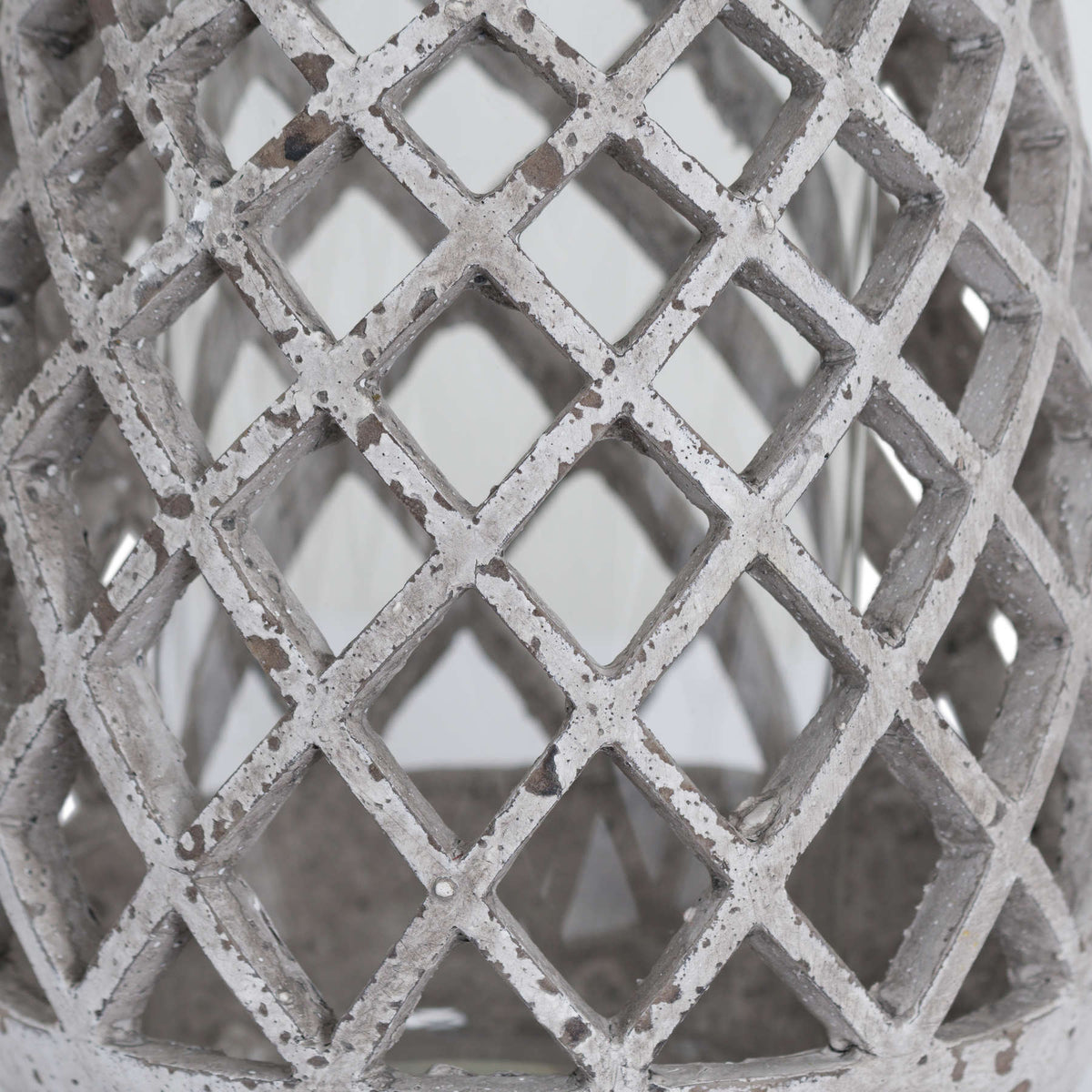 Large Conical Ceramic Lattice Hurricane Lantern - view 2