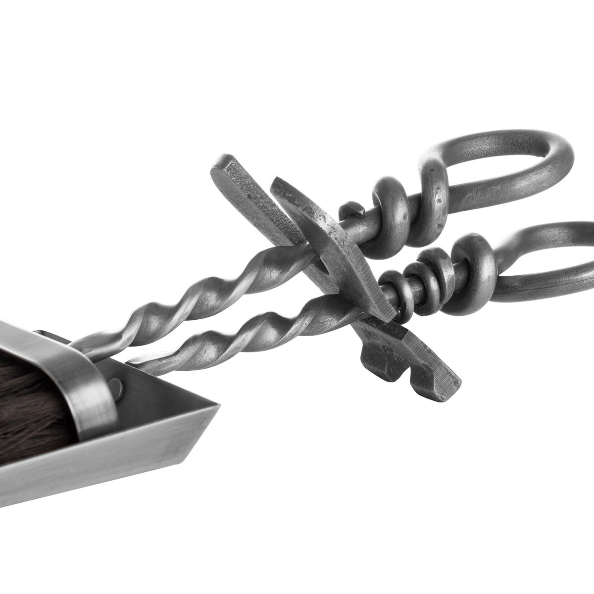 Silver Hearth Tidy Set with Hand Turned Loop Handle - view 3