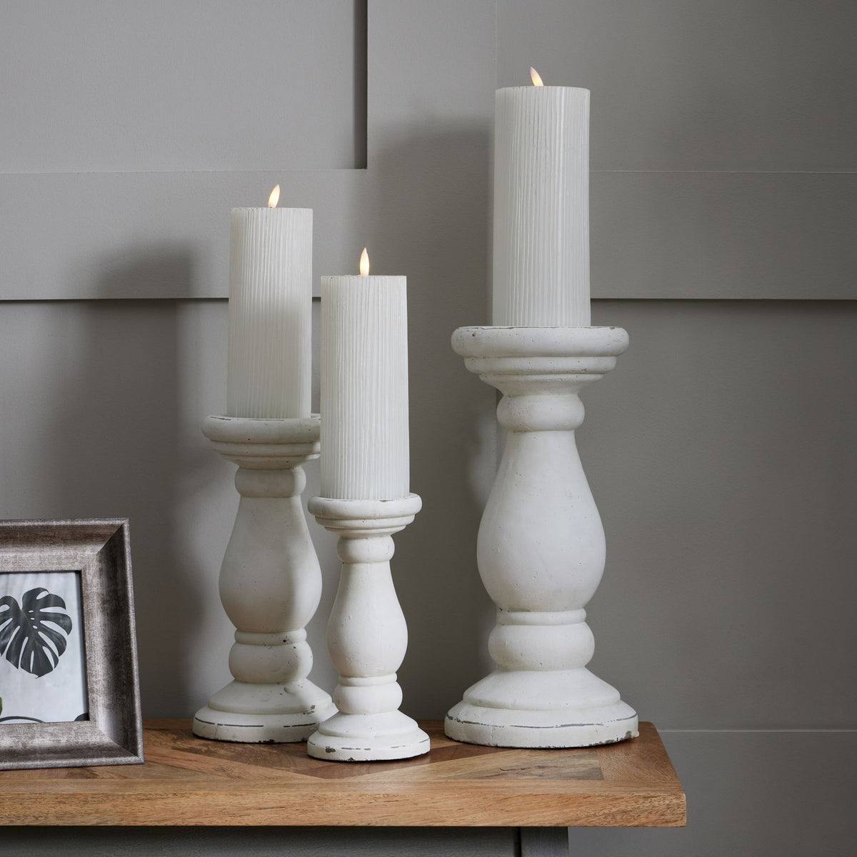 Large Matt White Ceramic Candle Holder - view 4