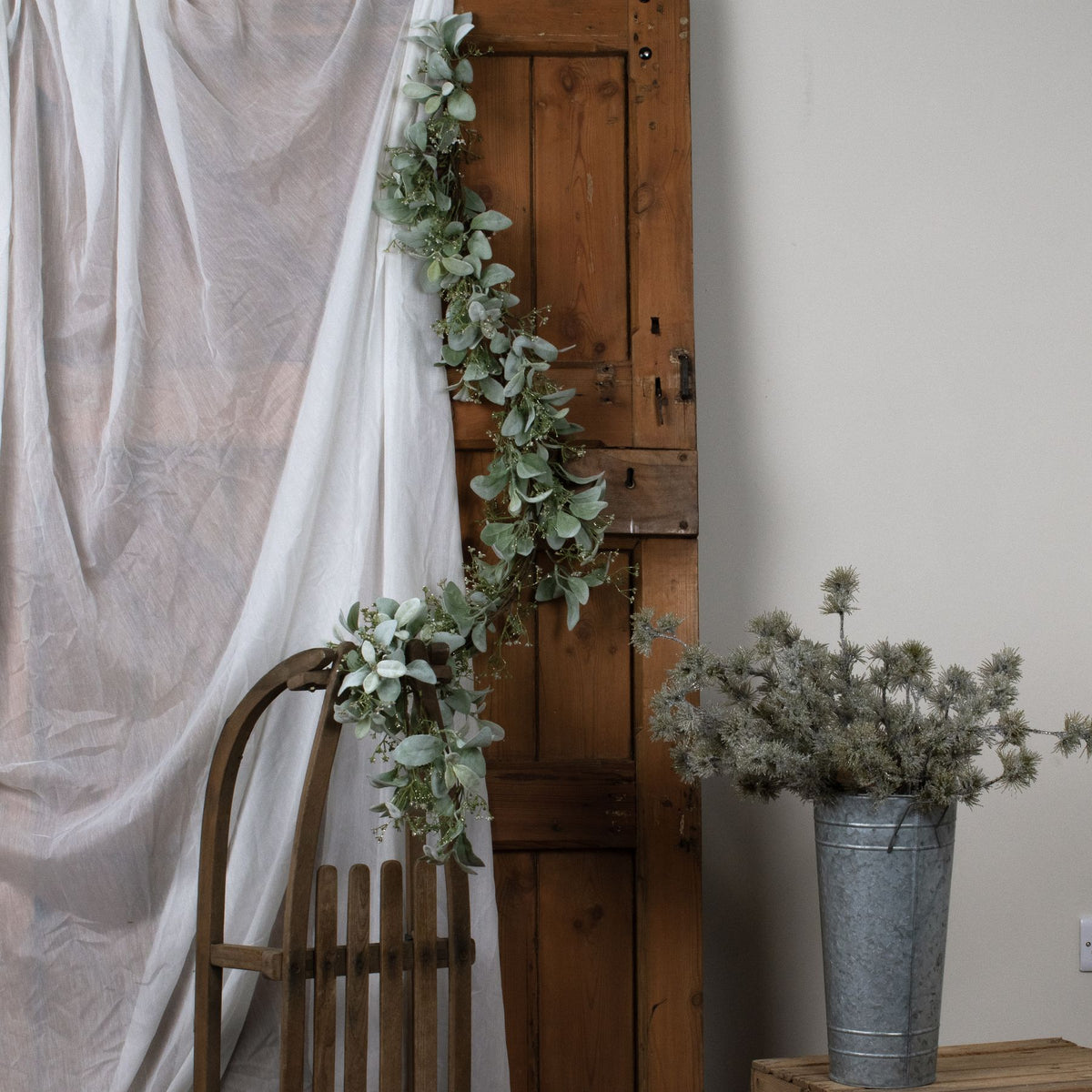 Winter Garland With Lambs Ear And Wax Flower - view 3
