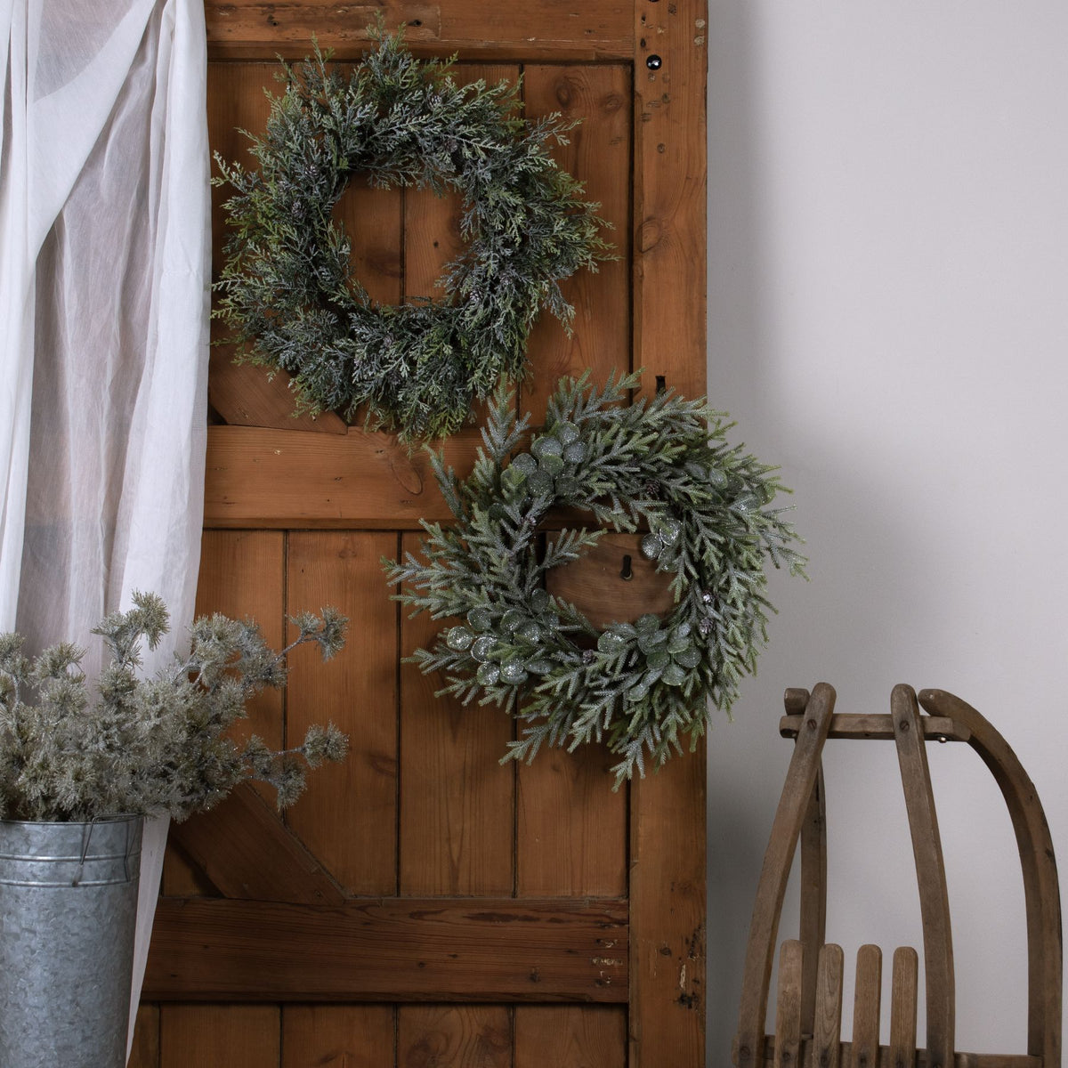 Frosted Pine Wreath With Pinecones - view 3