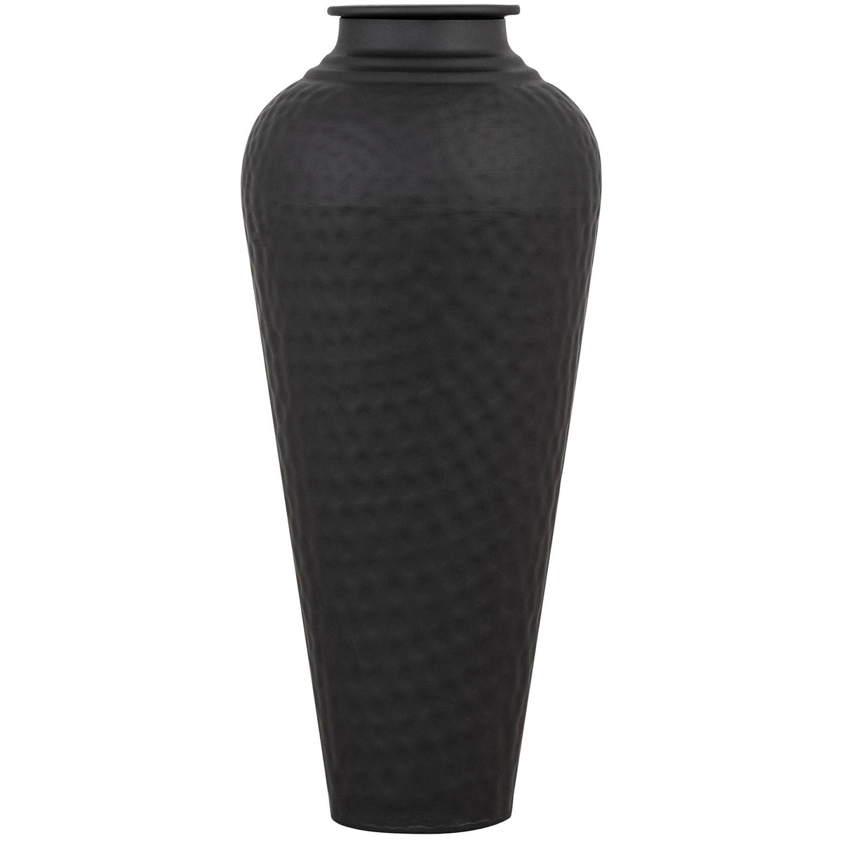 Matt Black Hammered Vase With Lid - view 3