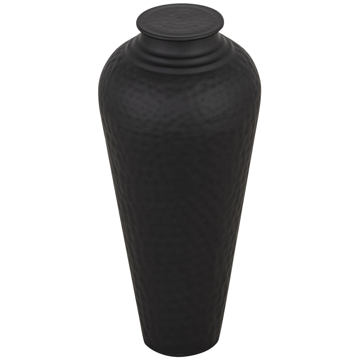 Matt Black Hammered Vase With Lid - view 4