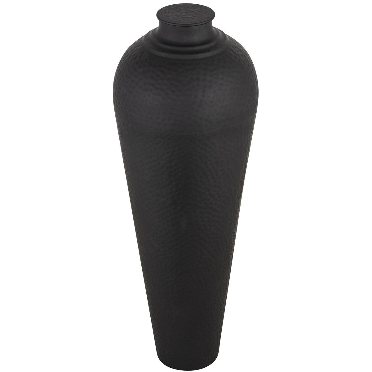 Matt Black Large Hammered Vase With Lid - view 3