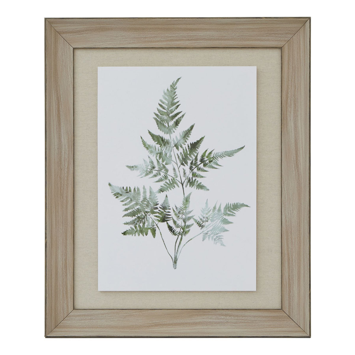 Watercolour Bracken Fern in Washed Wood Frame