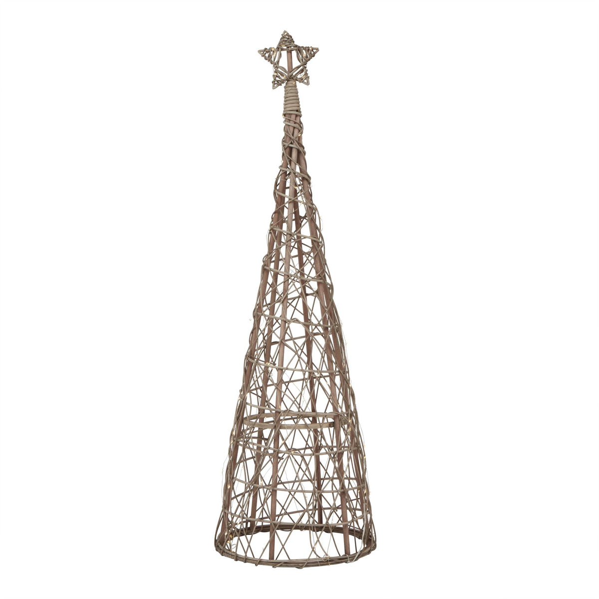 LED Wicker Christmas Tree With Star - view 4