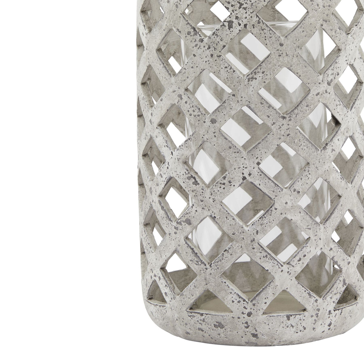 Large Grey Stone Effect Hurricane Lantern - view 3