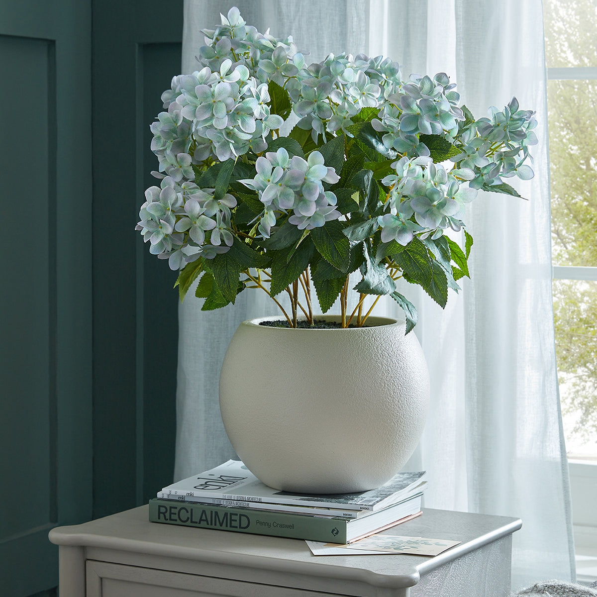 Green Hellebore Plant In Taupe Pot - view 5