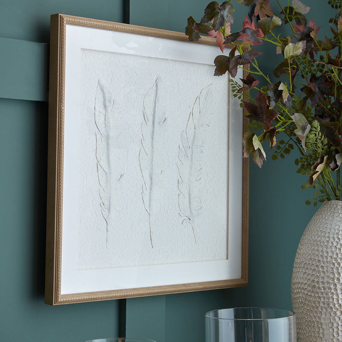 Solli White Feathers Art Mounted In Beaded Frame - view 5