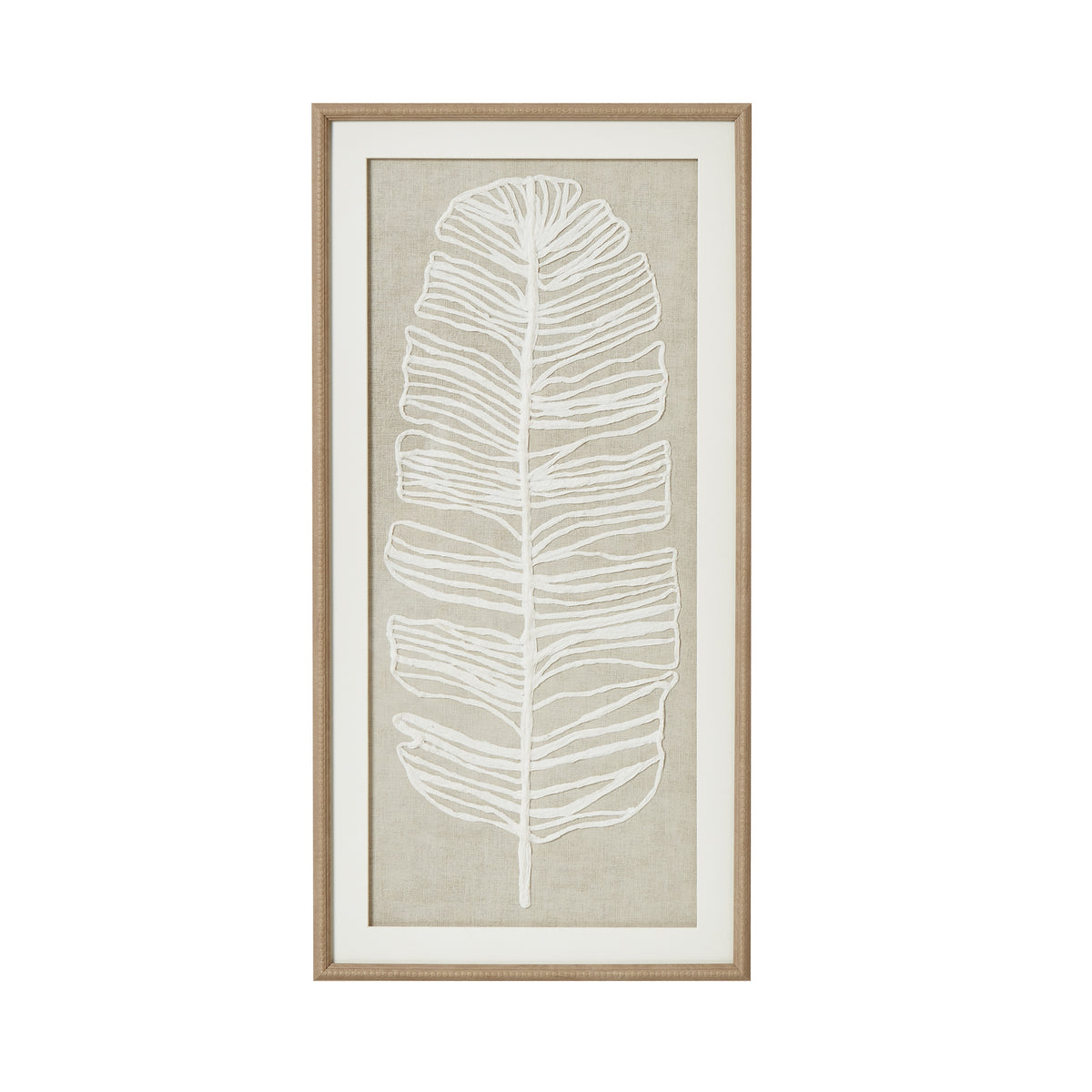 Large Plume White Feather Art Mounted in Beaded Frame - view 2