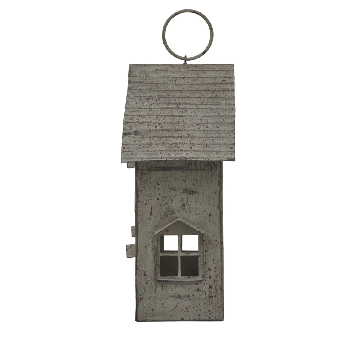 Rustic Metal Hanging House Tealight with Glass Votive - view 3