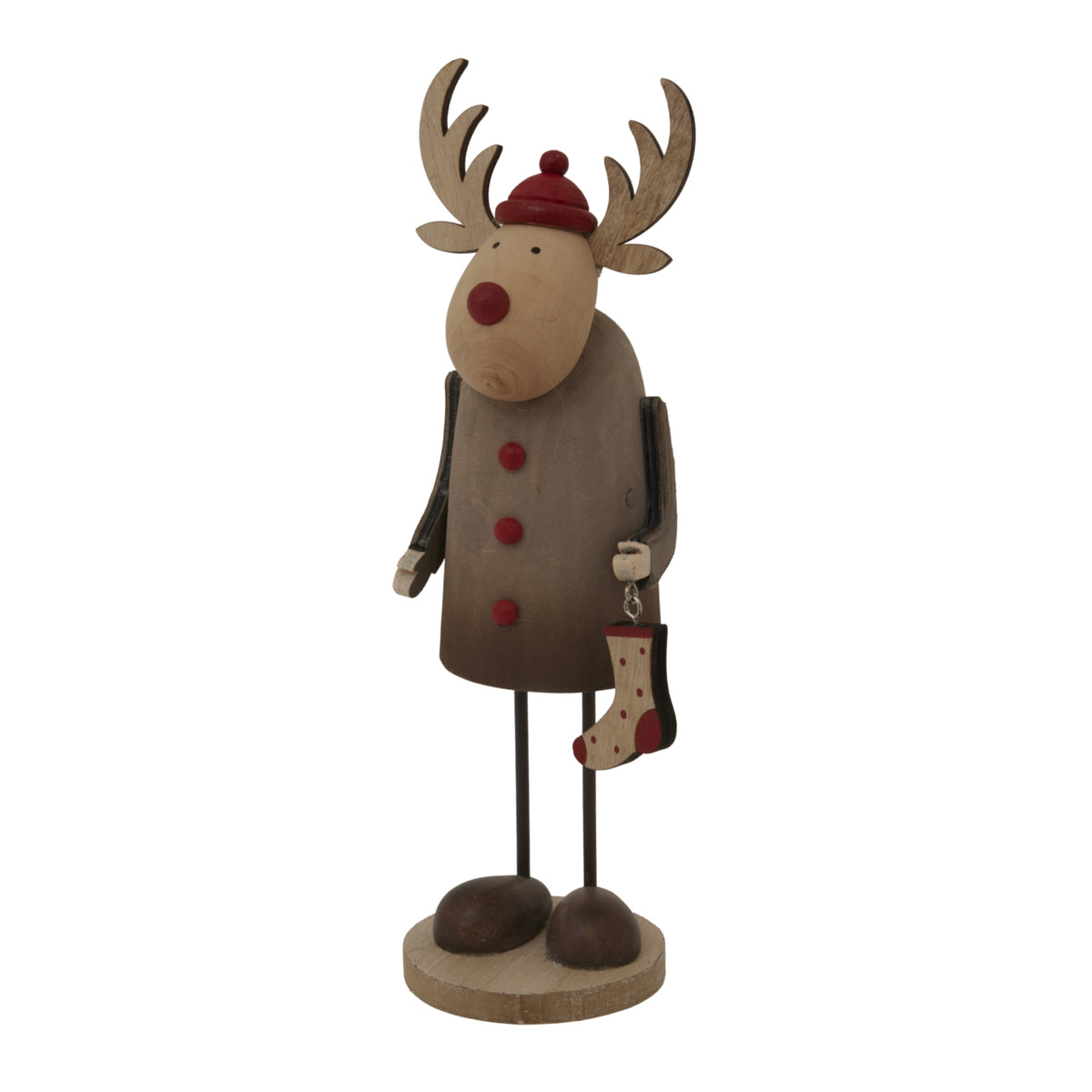 Large Rustic Rudolf with Stocking Decoration - view 2