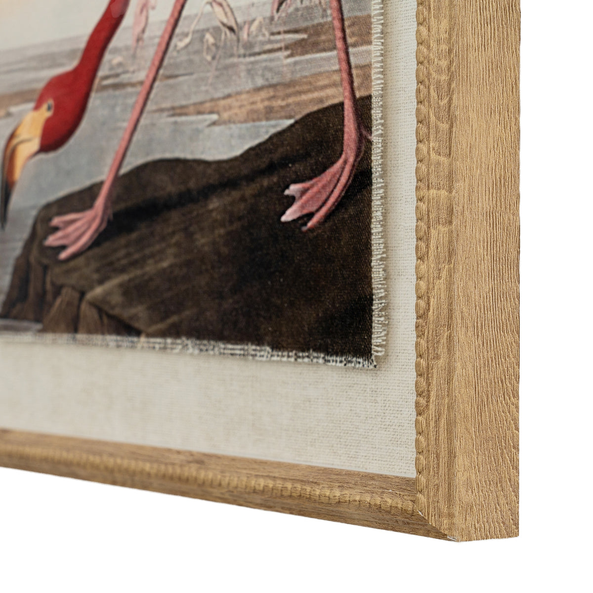 Flora & Fauna Collection Flamingo on Linen in Beaded Frame - view 2