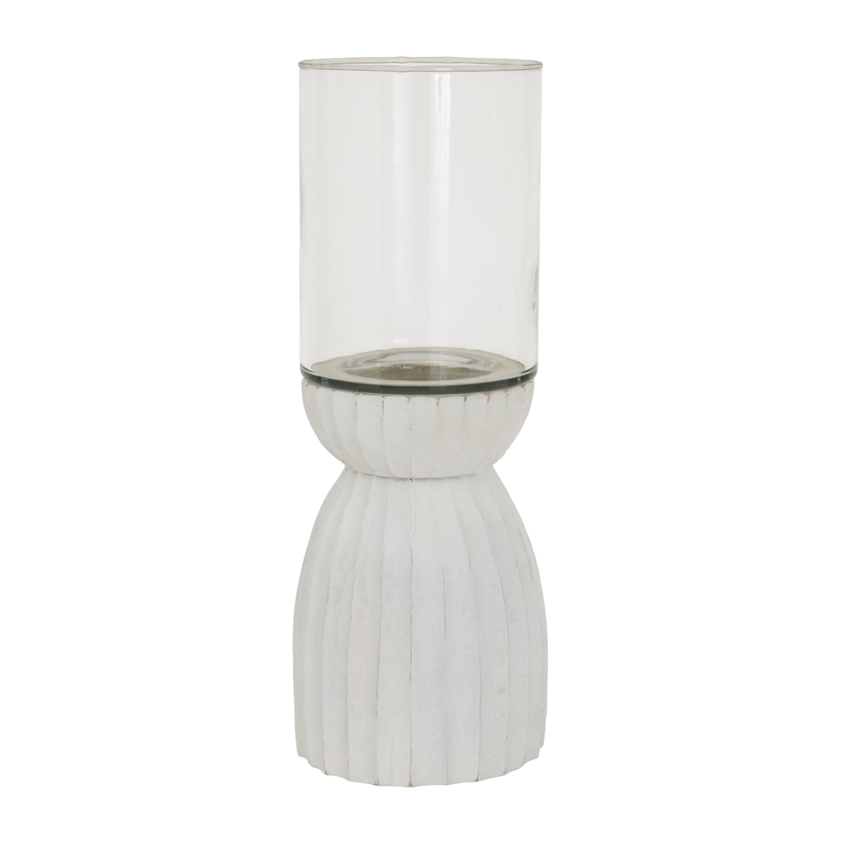 Large White Carved Hurricane Lantern - view 2