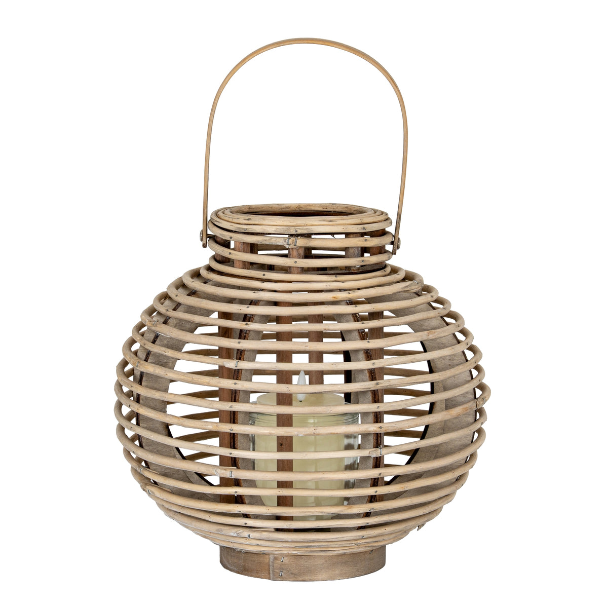 Large Round Willow Lantern With Glass Holder - view 2