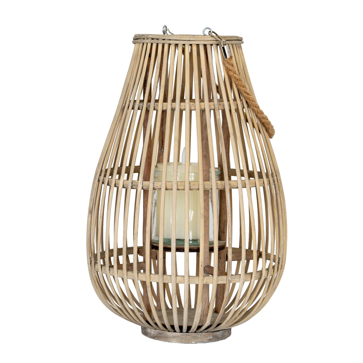Large Ellipse Wicker Lantern With Glass Holder - view 2
