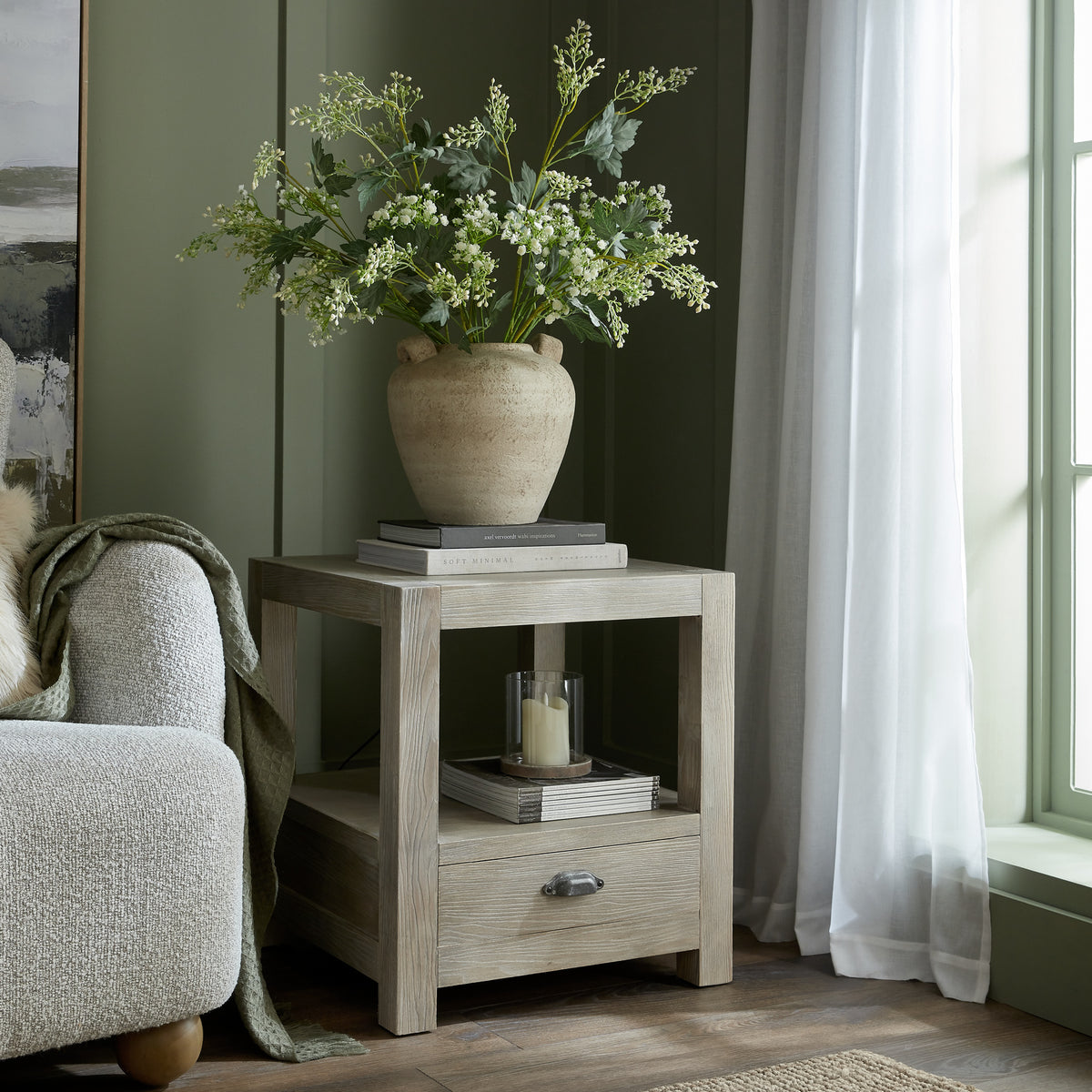 Haldon Collection 1 Drawer Side Table with Shelf - view 2