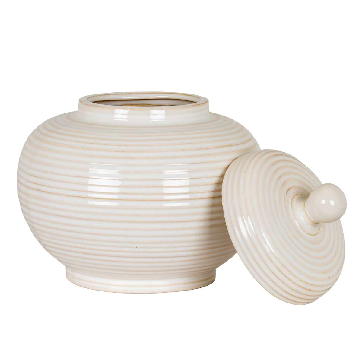 Neva Large Lidded Ceramic Jar - view 2