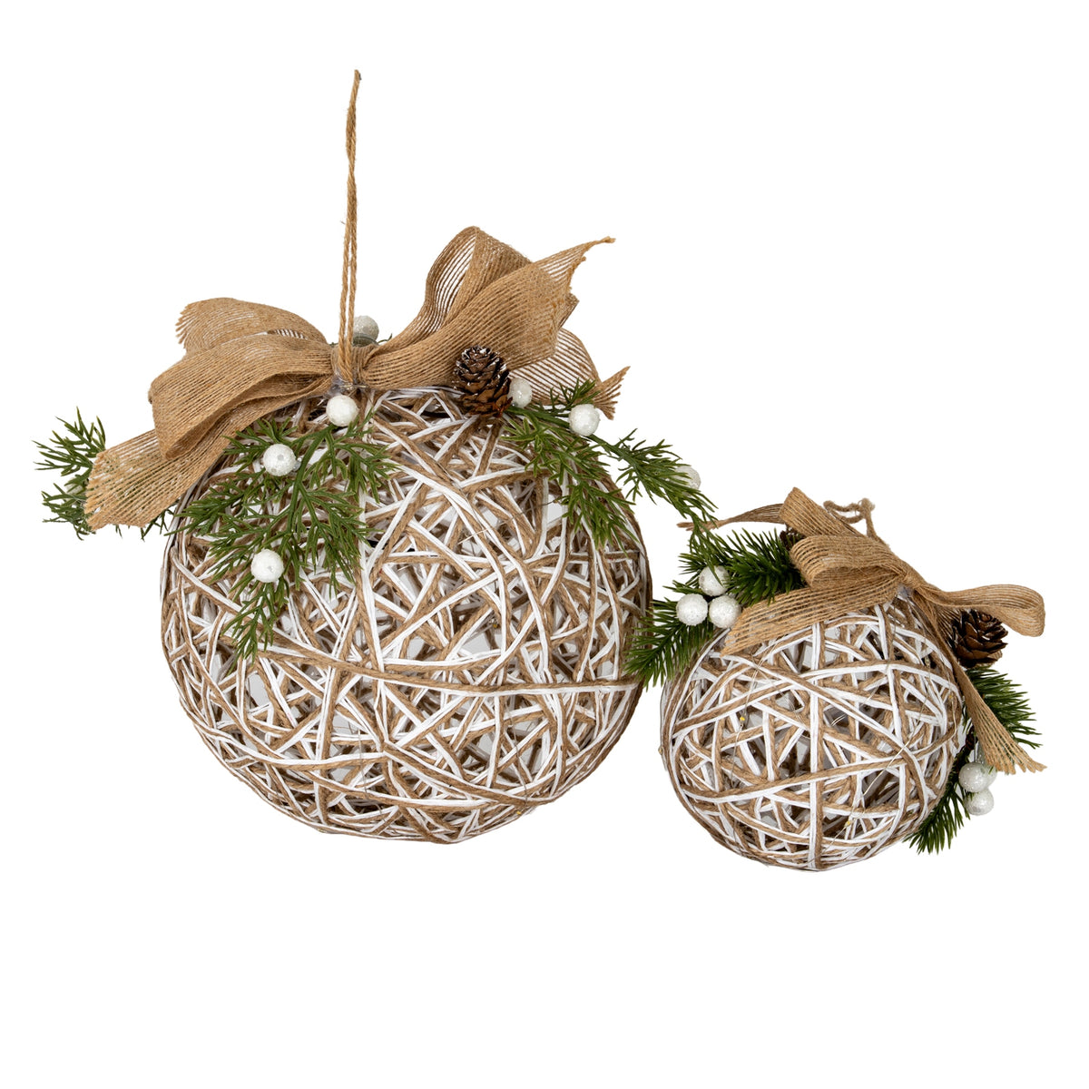 Large LED White Rattan Bauble With Branches And Ribbon - view 4