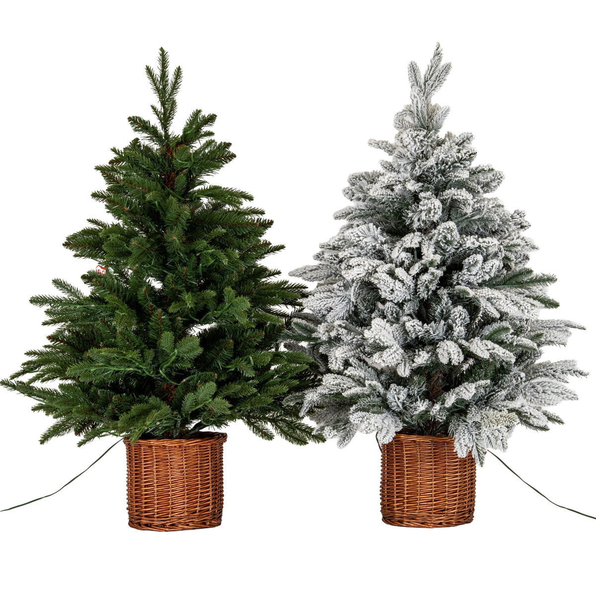 Snowy Norway Fir Pre-Lit LED 300L Fir Tree In Rattan Pot - view 5