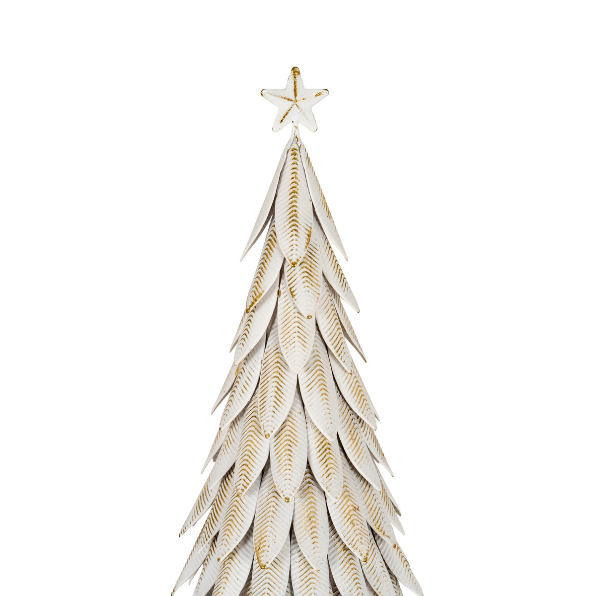 Large White Metal Christmas Tree On Wooden Stand - view 2
