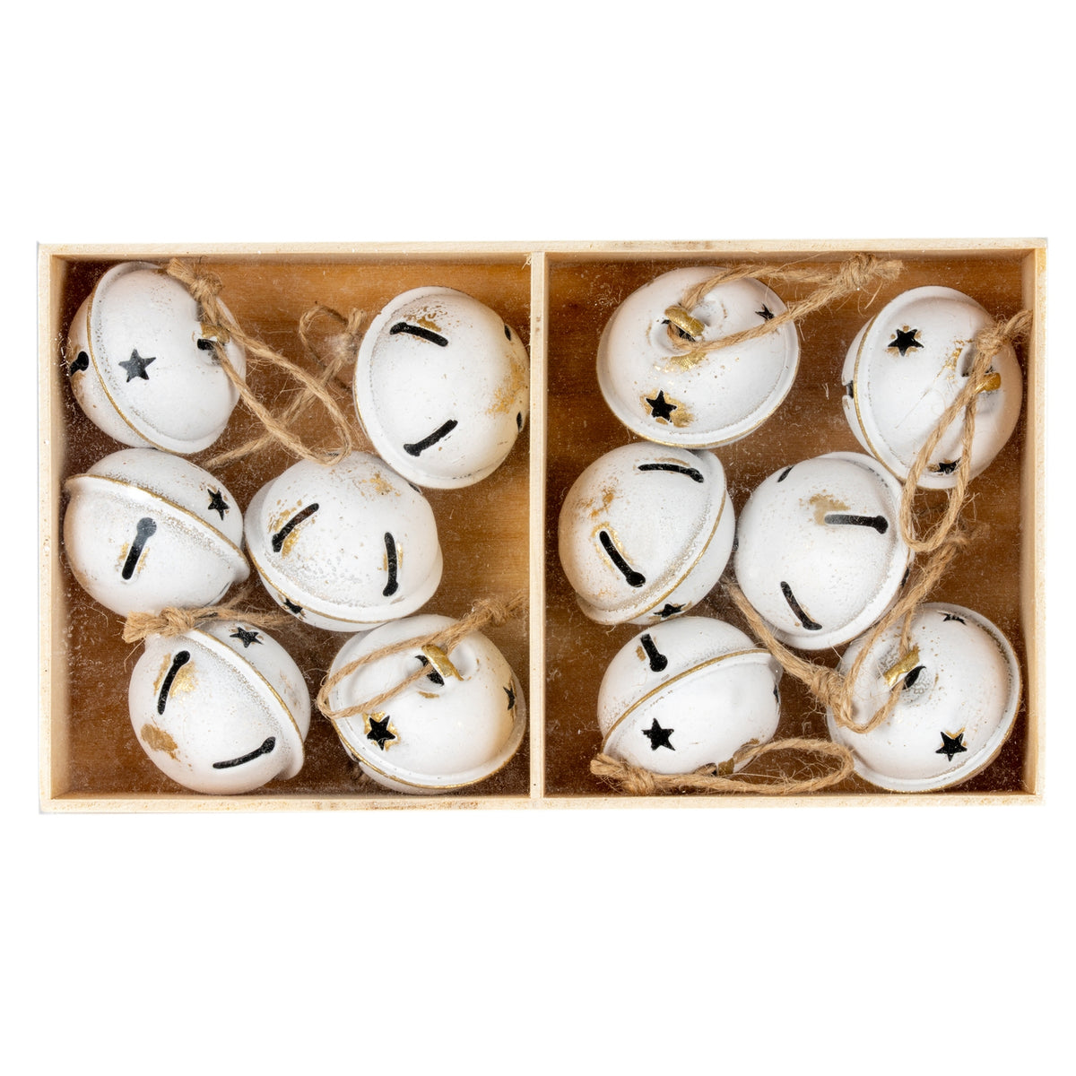 Twelve Metal Nordic Bells In Wooden Box - view 3