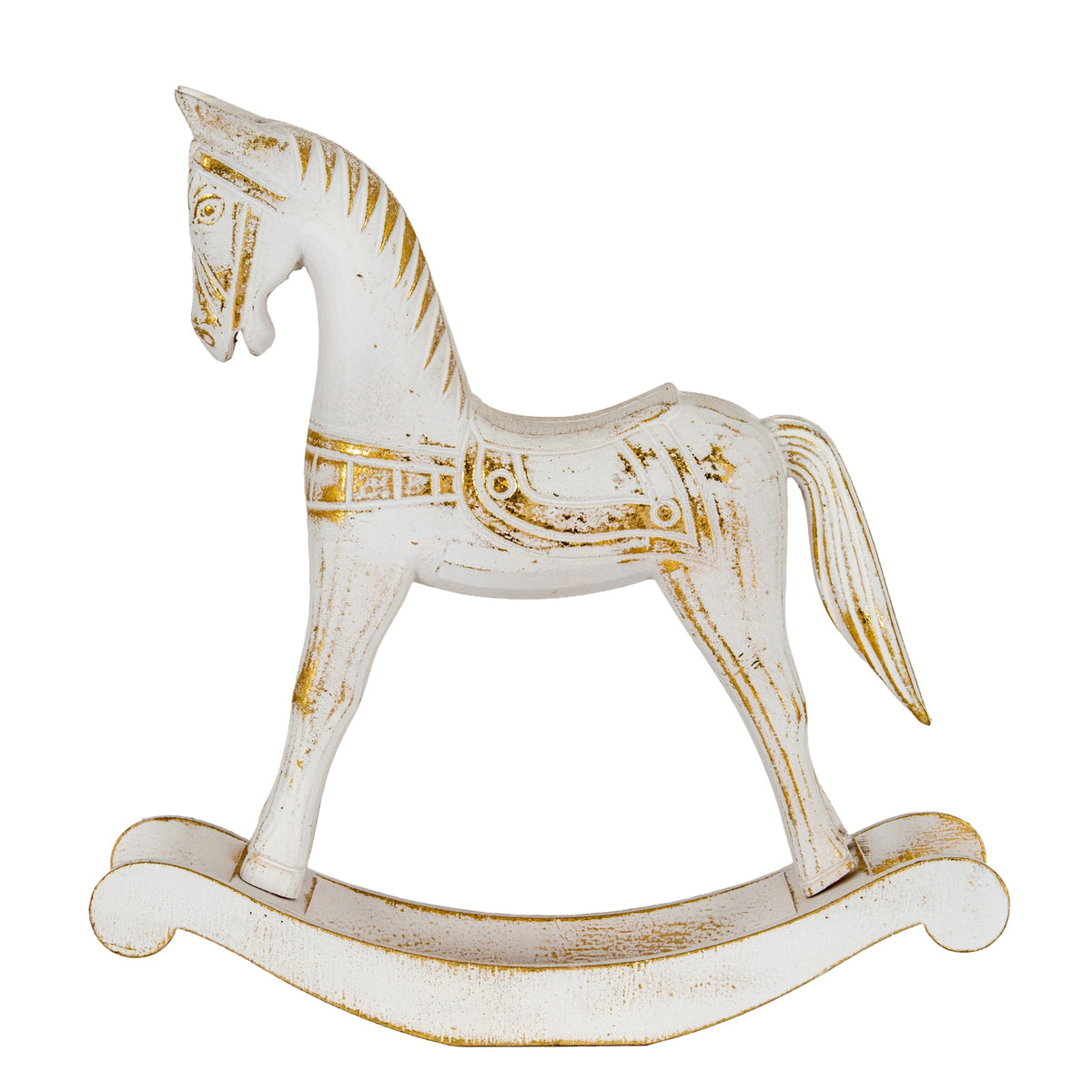 Large Whitewashed Wooden Rocking Horse - view 2