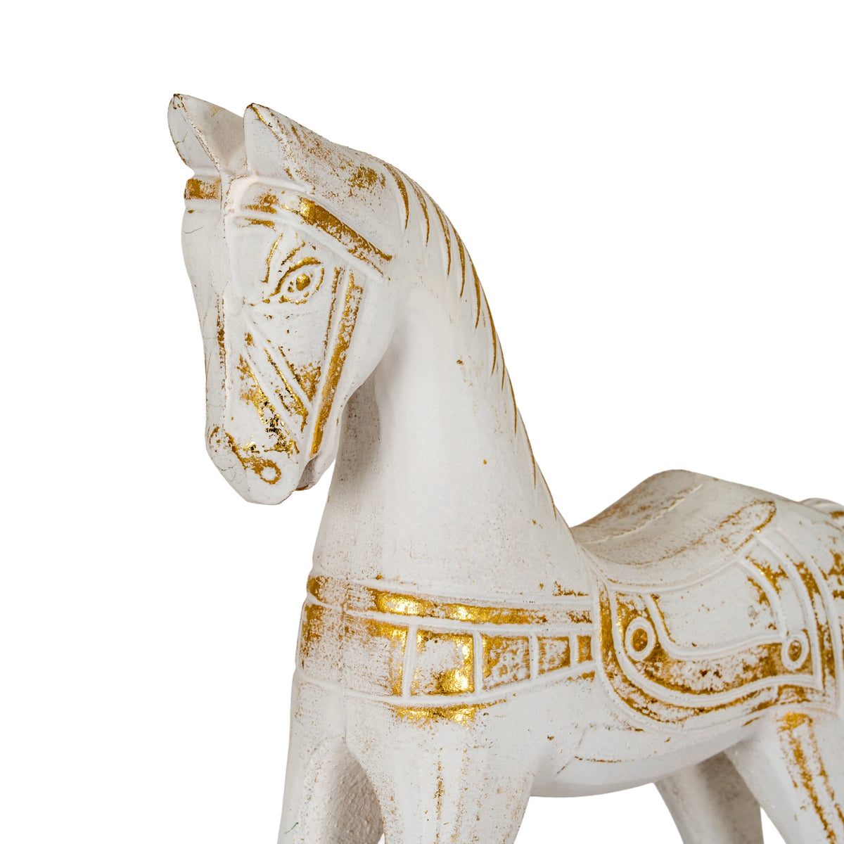 Large Whitewashed Wooden Rocking Horse - view 3