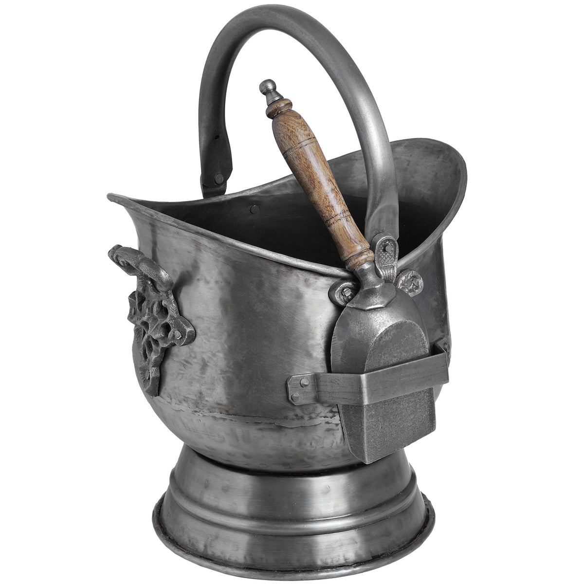 Antique Pewter Coal Bucket With Shovel - view 2