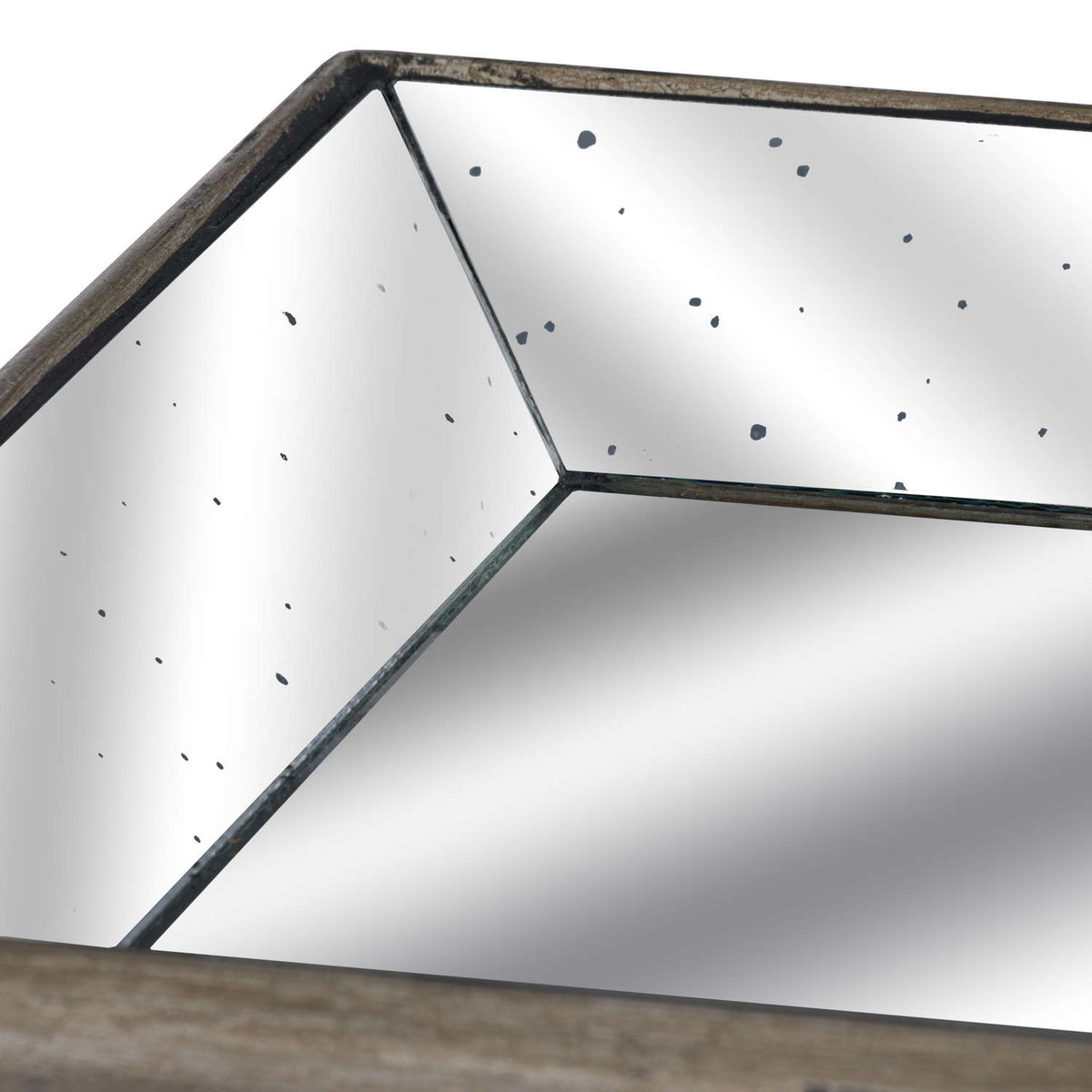 Astor Distressed Mirrored Tray With Wooden Detailing - view 2