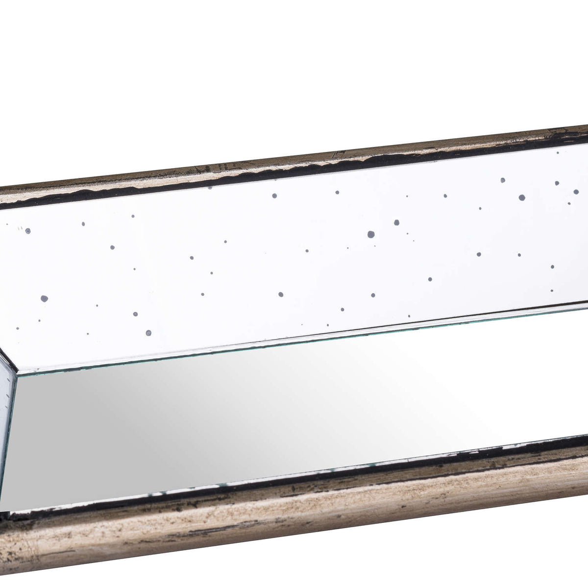 Astor Distressed Mirrored Display Tray With Wooden Detailing - view 2