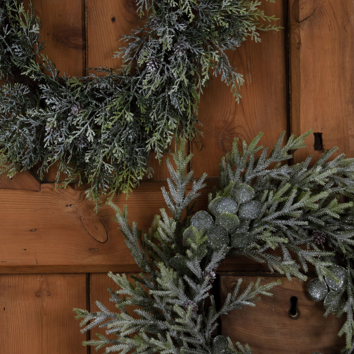Frosted Pine Wreath With Pinecones - view 4