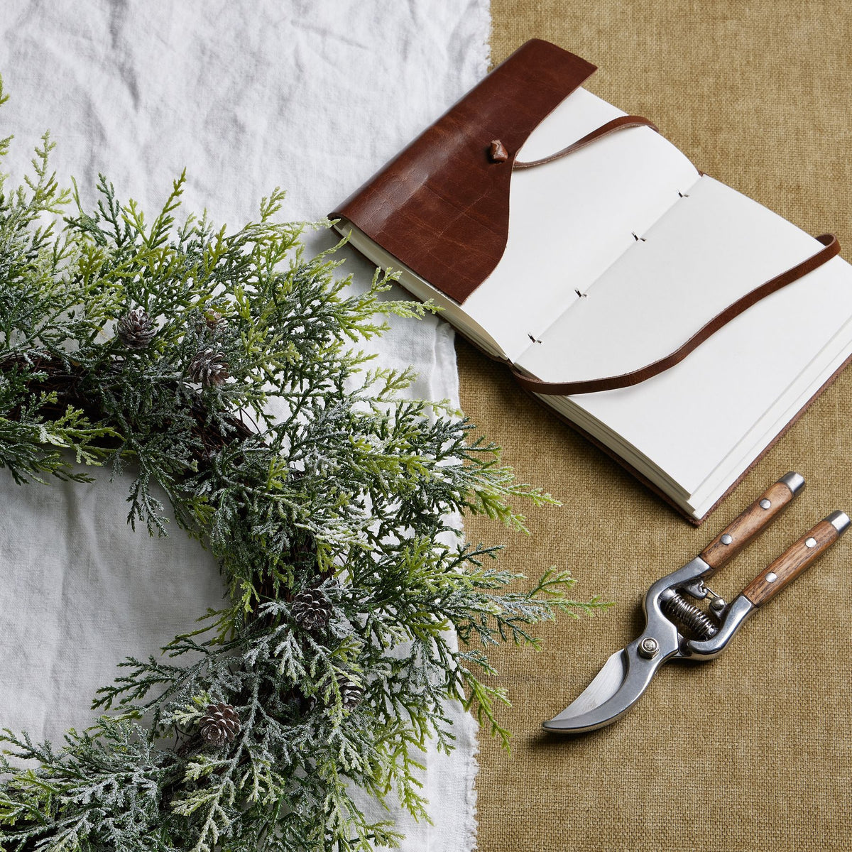 Frosted Pine Wreath With Pinecones - view 5