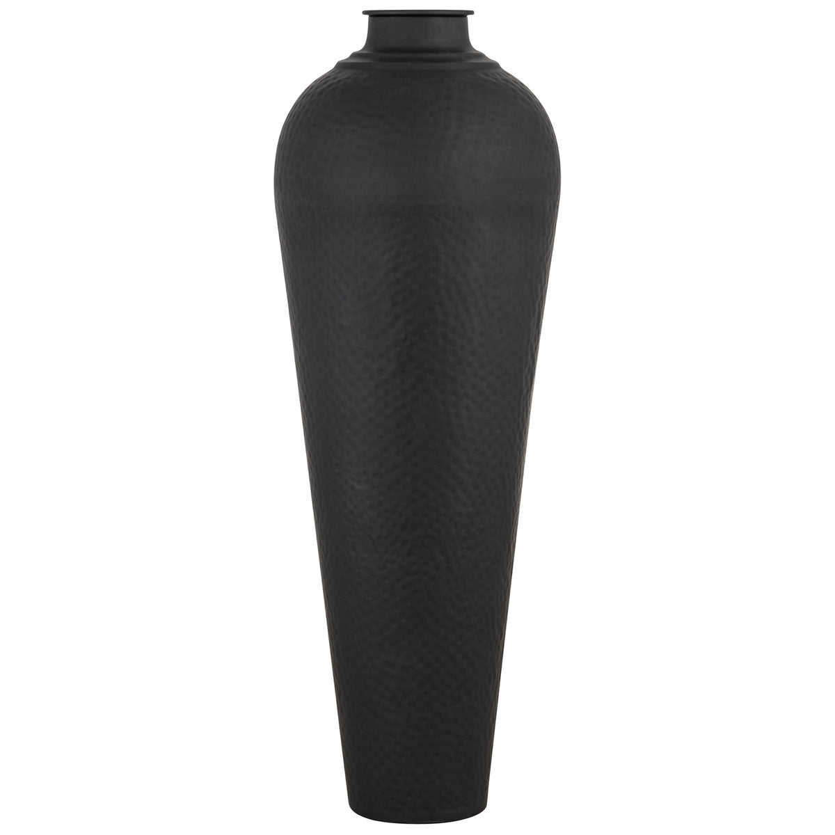 Matt Black Large Hammered Vase With Lid - view 2