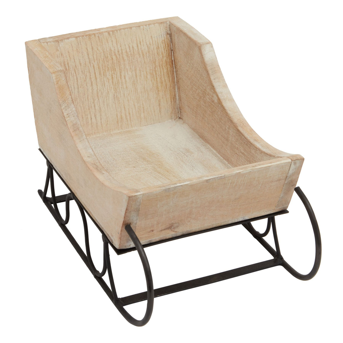 White Wash Collection Wooden Decorative Sleigh - view 3