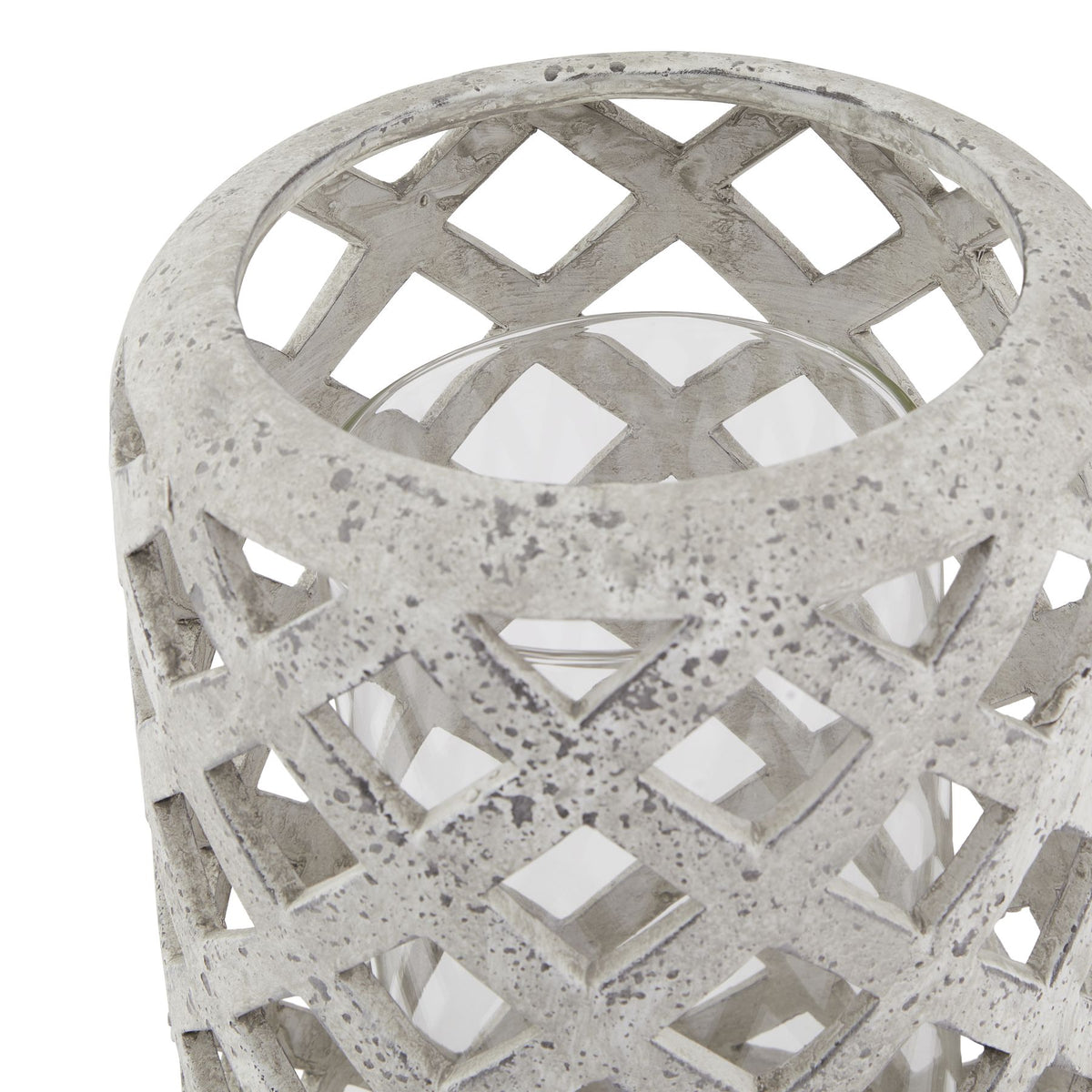 Large Grey Stone Effect Hurricane Lantern - view 2