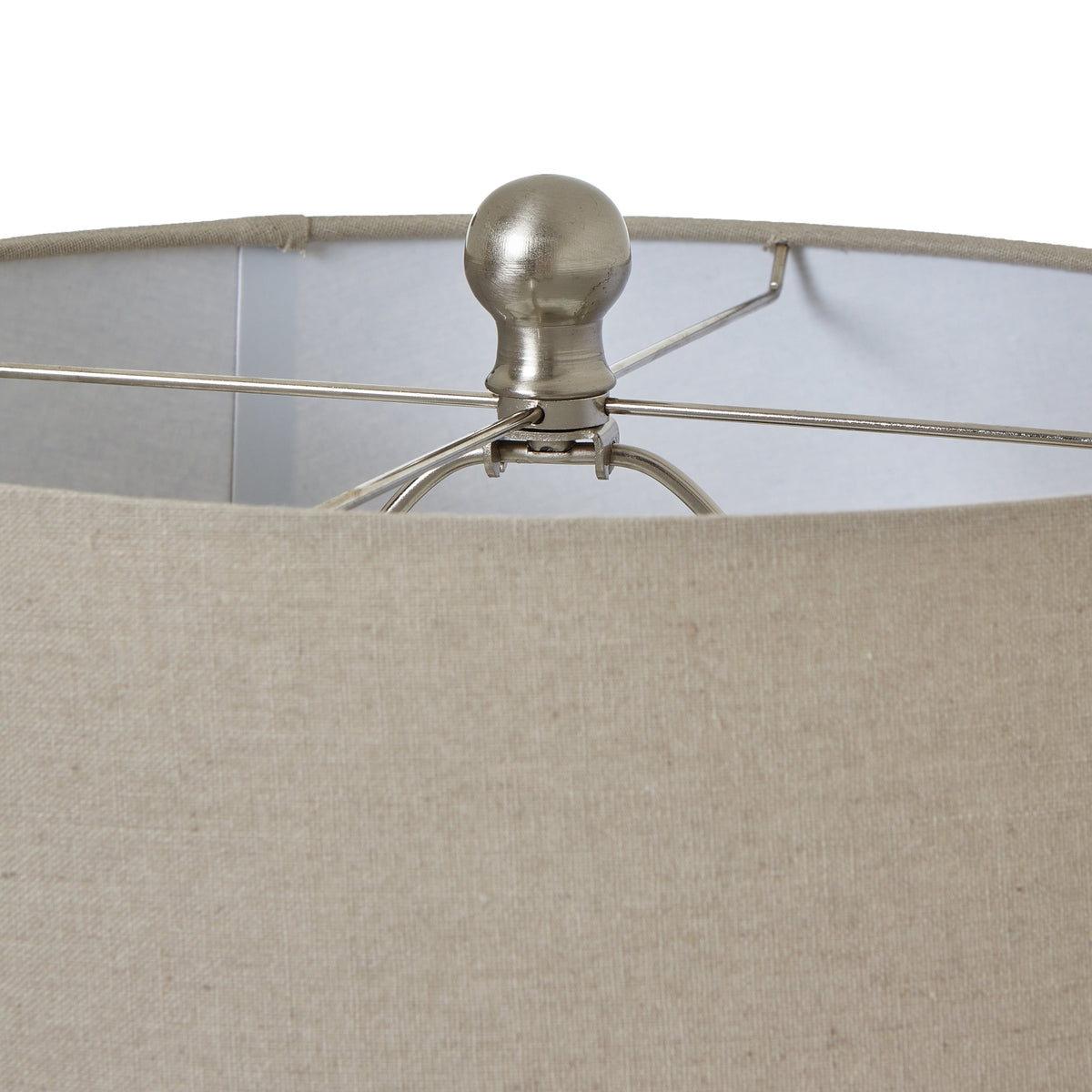 White Beaded Ceramic Lamp With Linen Shade - view 2