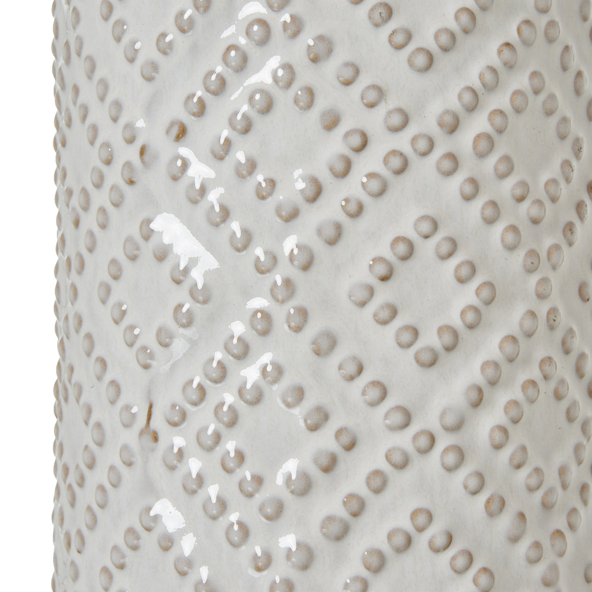 White Beaded Ceramic Lamp With Linen Shade - view 3