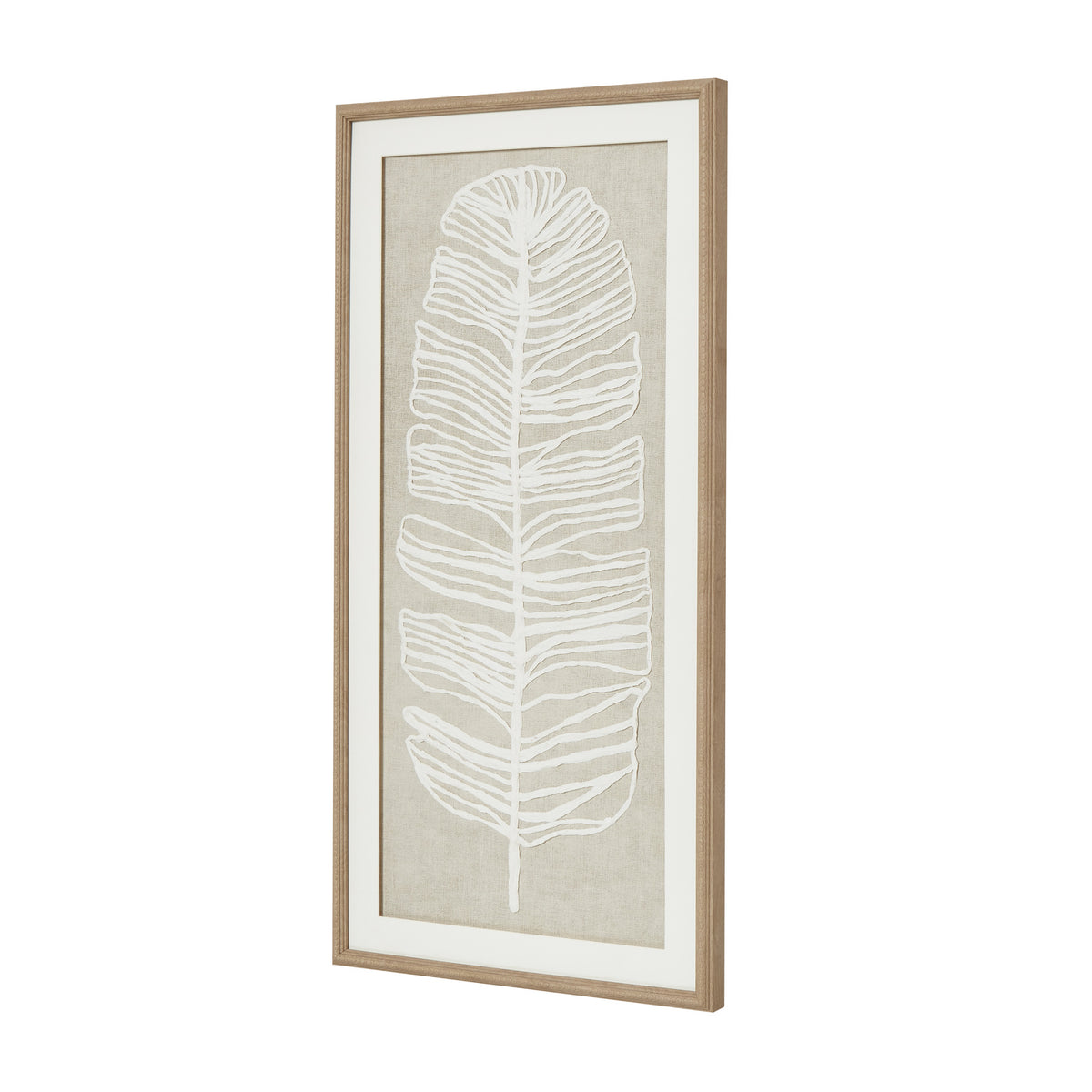 Large Plume White Feather Art Mounted in Beaded Frame - view 3