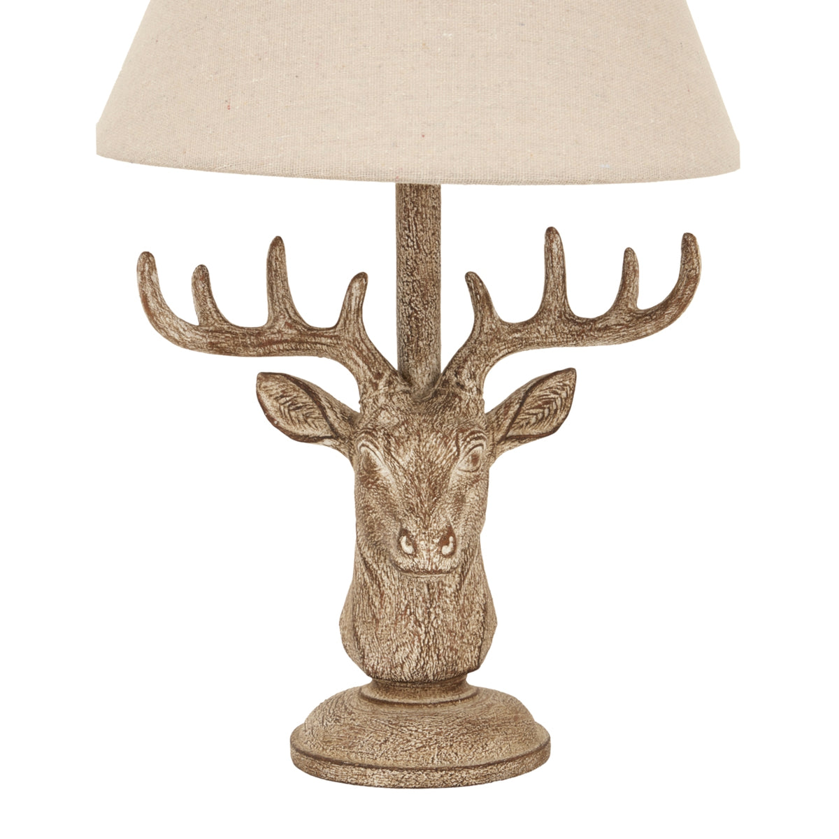 Stonewashed Stag Head Table Lamp With Linen Shade - view 2