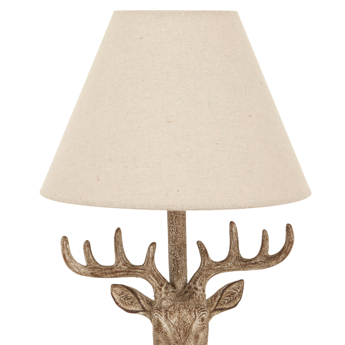 Stonewashed Stag Head Table Lamp With Linen Shade - view 3