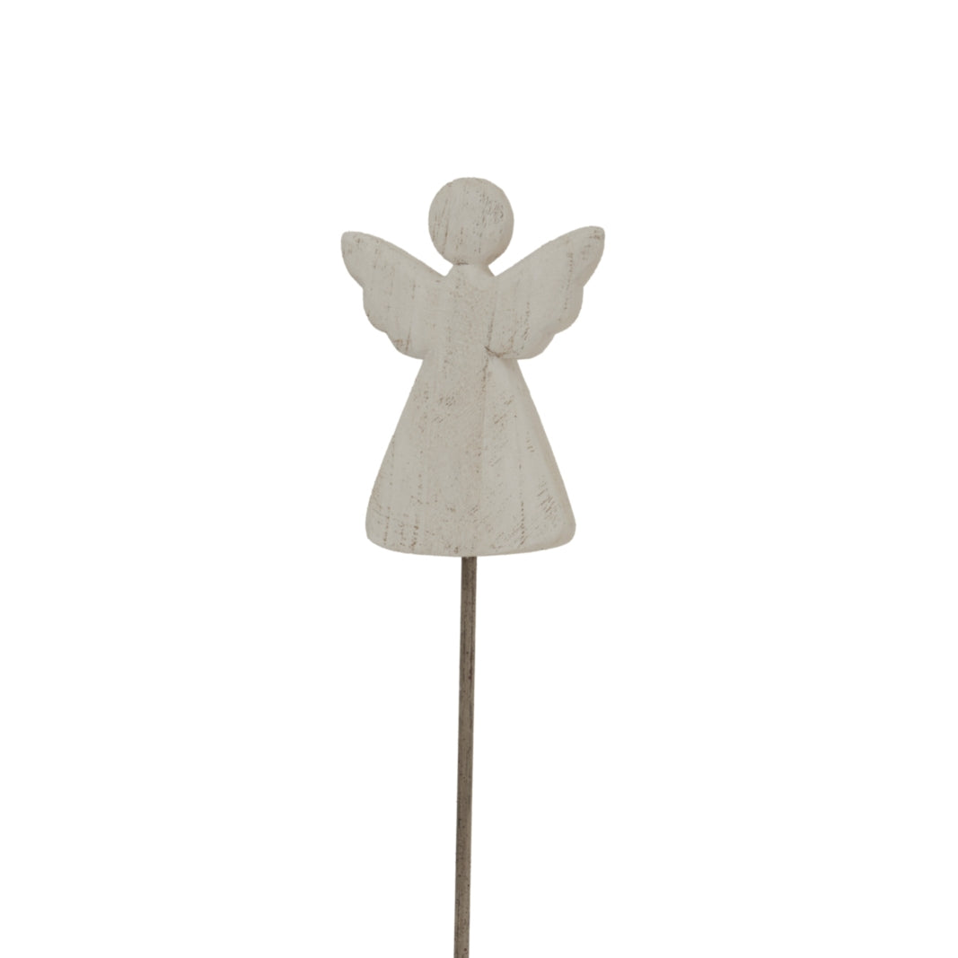 Large Whitewashed Rustic Angel on Stand - view 2