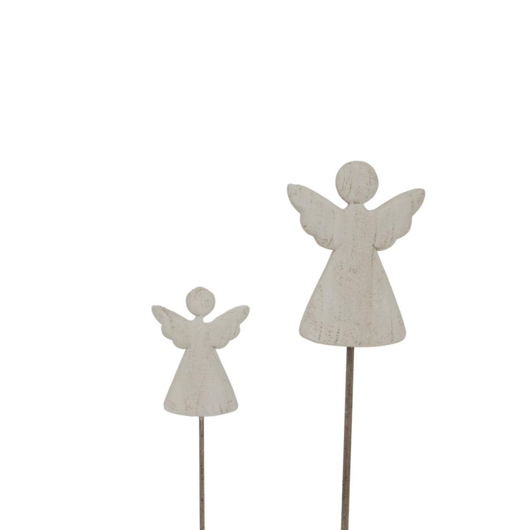 Large Whitewashed Rustic Angel on Stand - view 5