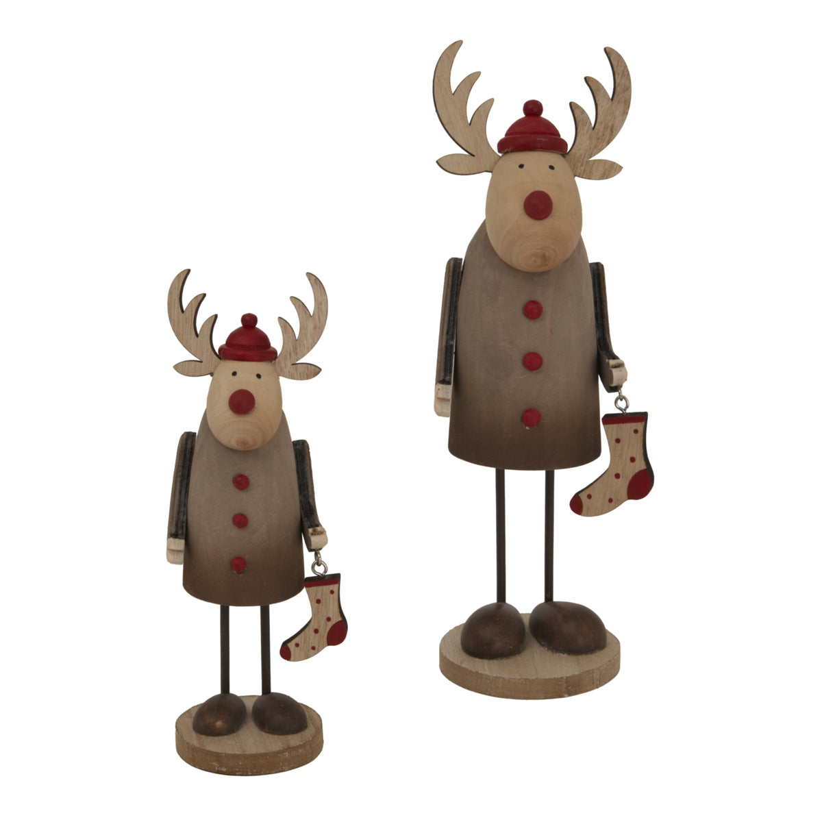Large Rustic Rudolf with Stocking Decoration - view 3