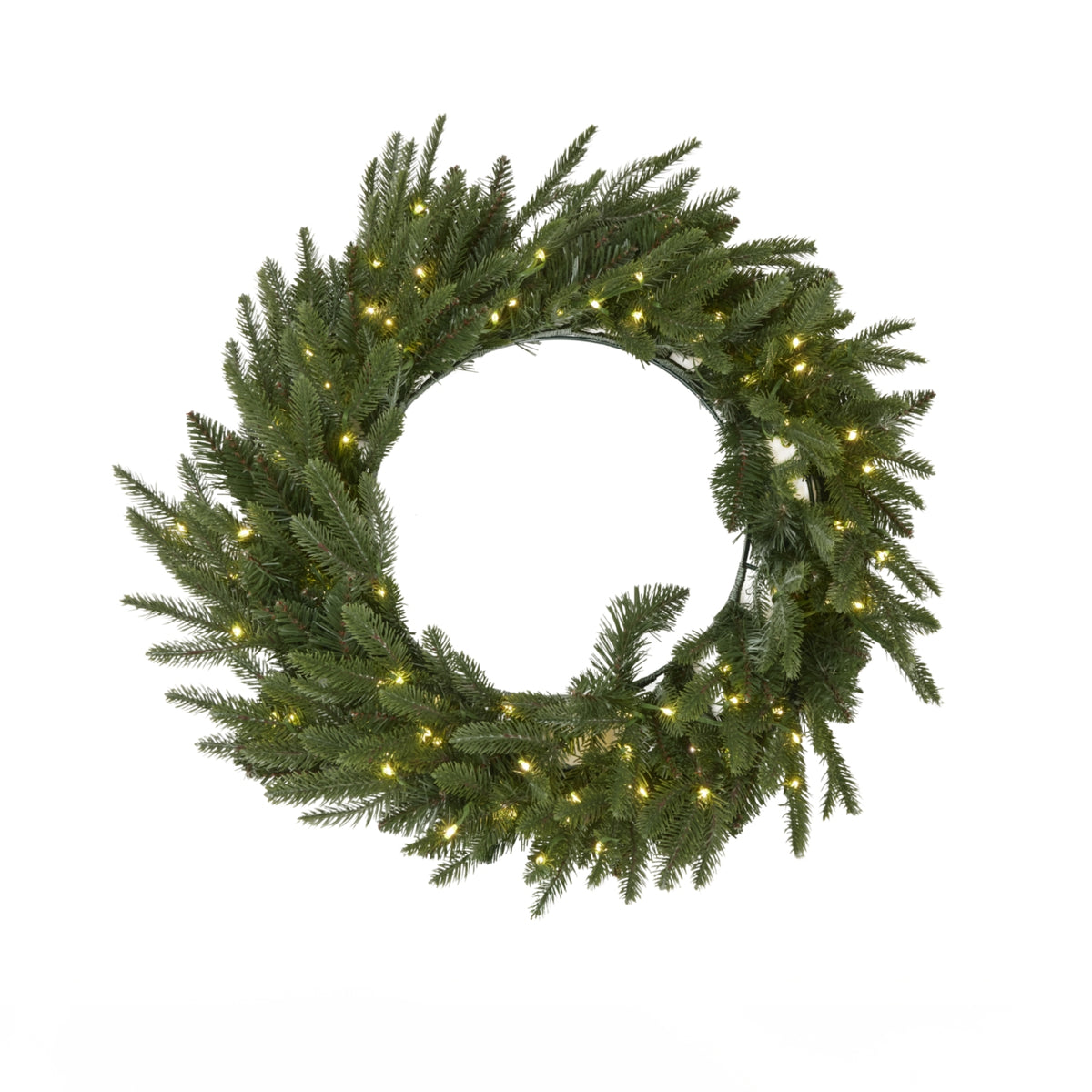 Green Pre-Lit Woodland 100 LED Fir Christmas Wreath