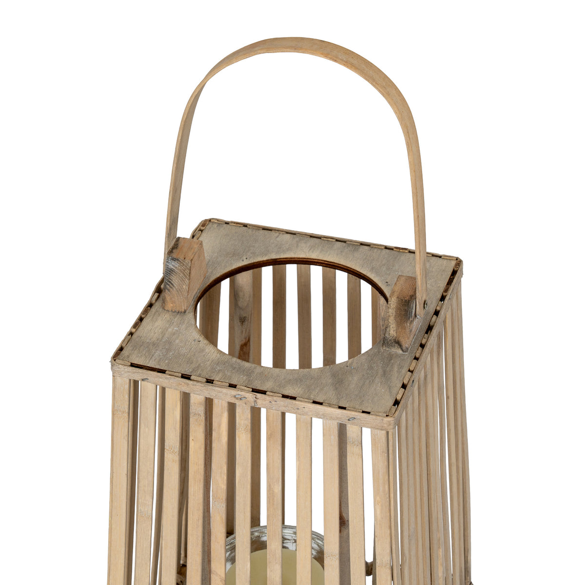 Small Silo Wicker Lantern with Glass Holder - view 4