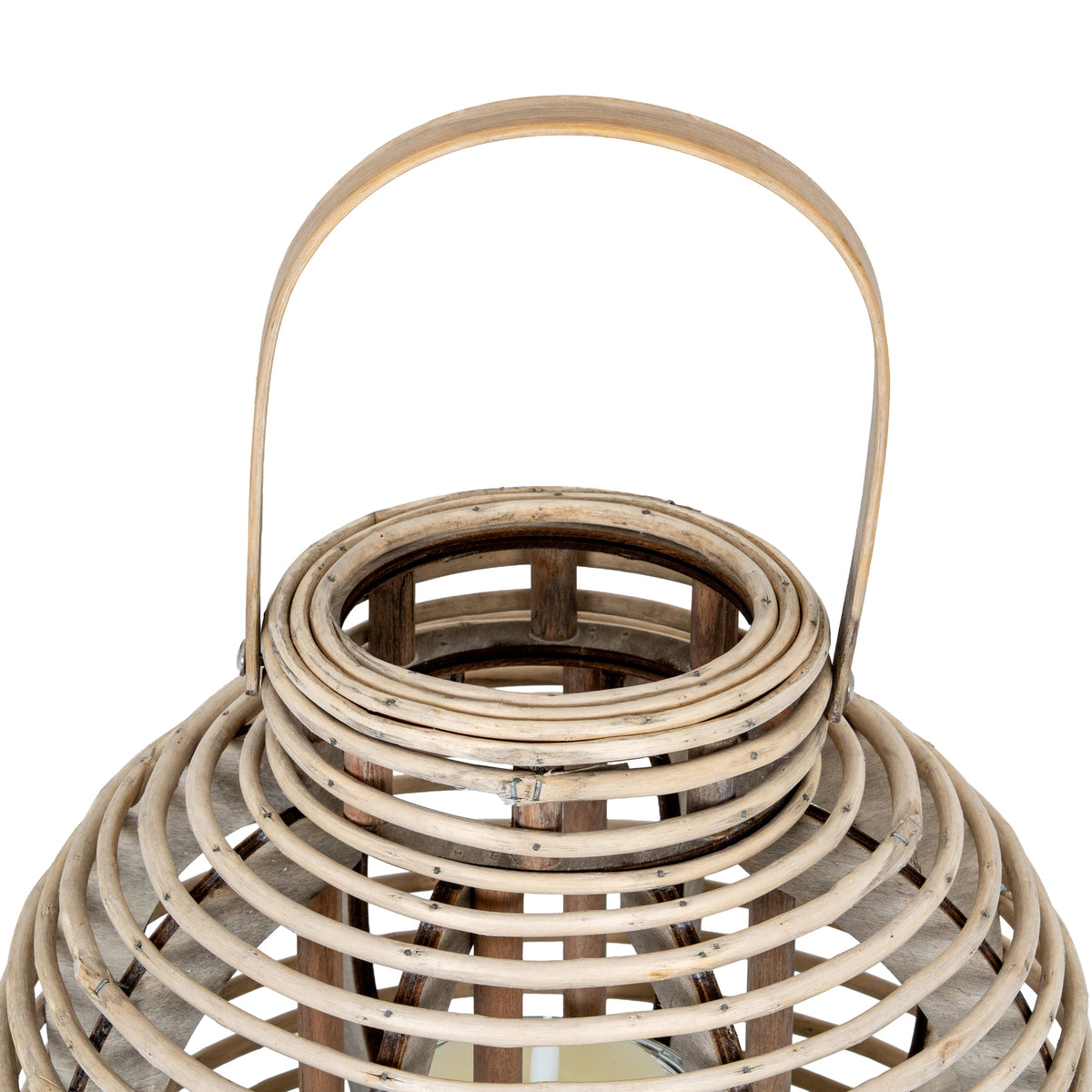 Large Round Willow Lantern With Glass Holder - view 3