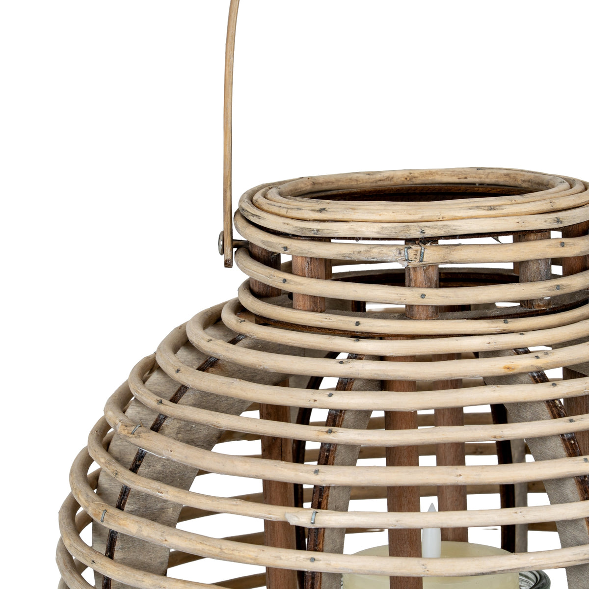 Large Round Willow Lantern With Glass Holder - view 4